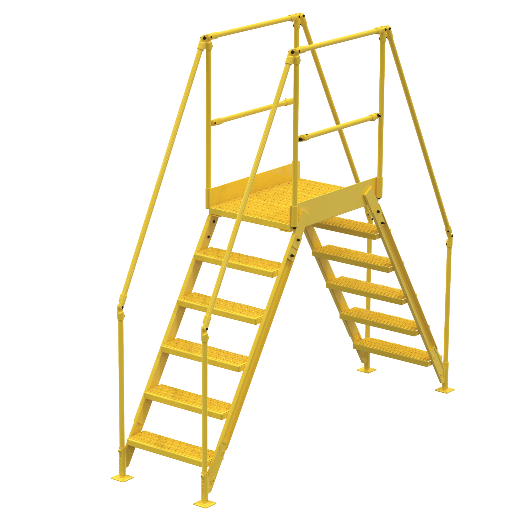 Vestil Crossover Ladder - 6 Steps, 23.5in. x 36in., 58.25in. Clearance Height, 500-Lb. Capacity, Powder-Coated Steel, Model# COL-6-56-23